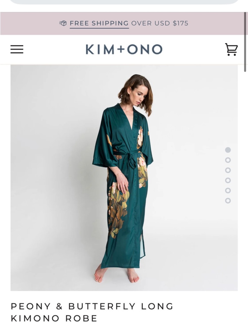 NWOT KIM+ONO | Teal Satin Floral & Butterfly Long Kimono Robe | One Size